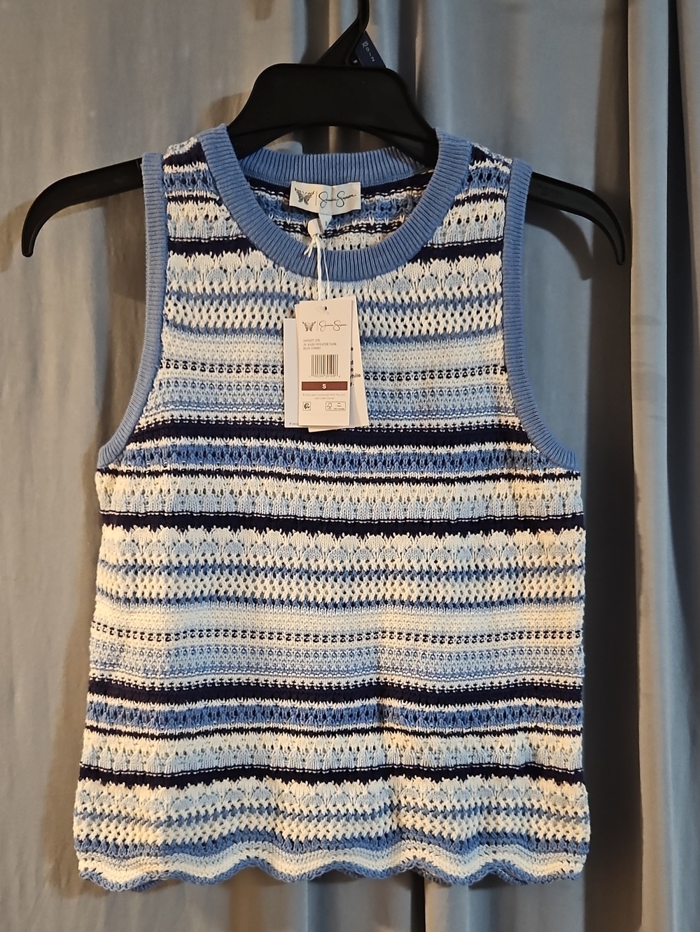 Jessica Simpson Women's Kiari Cotton Sweater Tank Top: BLUE/STRIPES: NWT: SZ S